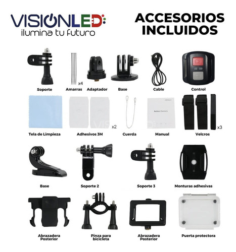 Imagen 3 de 4 de Cámara Deportiva Compatible Con Go Pro Action Hd Cam 12mpx