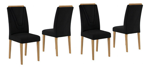 Conjunto 4 Cadeiras Lima Cinamomo/ Preto - Móveis Arapongas Cor Cinamomo/preto Cor Da Estrutura Da Cadeira Cinamomo Desenho Do Tecido Liso