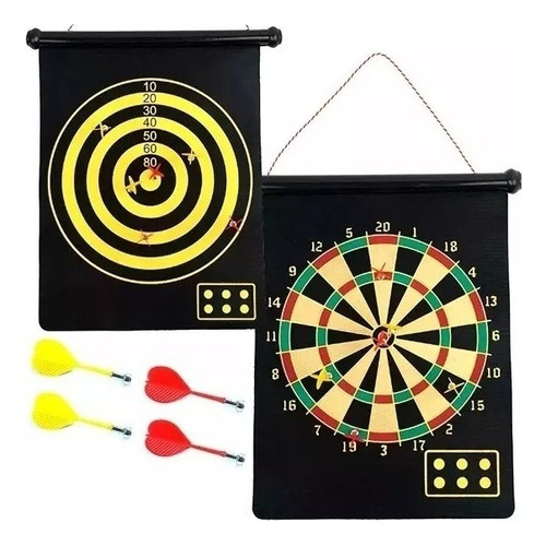 Juego De Dardos Magneticos X4 Tablero 36 X 31 Cm Reversible