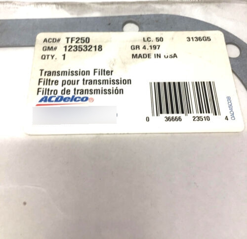 Acdelco Transmission Filter Gasket Tf250 12353218 Nos Qjj