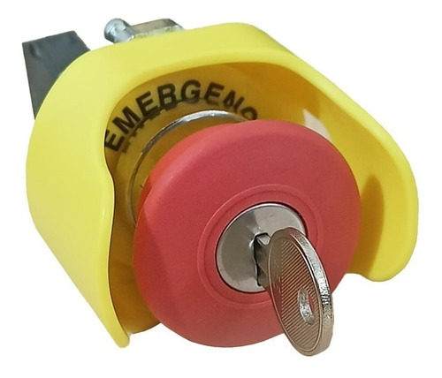 Boton Paro Emergencia C/ Llave Na Nc Protector C Y Anillo C