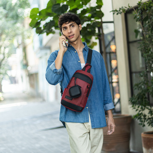 Mochila Cruzada Pechera Crossbody Airpack Urban Cross Color Rosa Diseño De La Tela Lisa