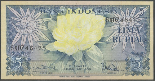 Indonesia, 5 Rupias 1 Ene 1959 P79