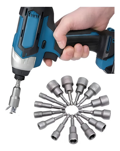 Juego Magnéticas Hexagonales Llave Vaso Para Tuercas 6-19mm