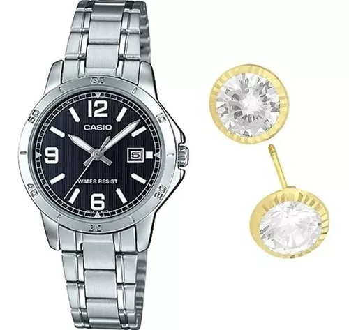 Reloj Casio Ltpv005 Mujer Dorado Grabado Gratis