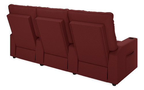 Poltrona Reclinável Para Cinema Parma 3l Baú Usb Pu Cor Vermelho