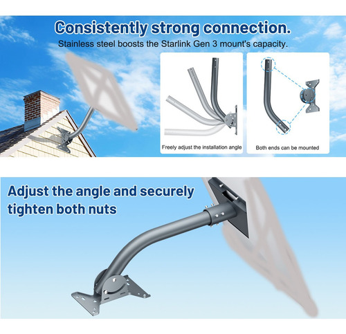 Soporte Mástil Para Antena Starlink V3 + Kit Instalación