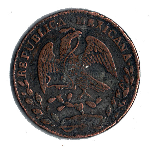 Moneda  De México 8 Reales 1874 Go Fr Guanajuato En Cobre