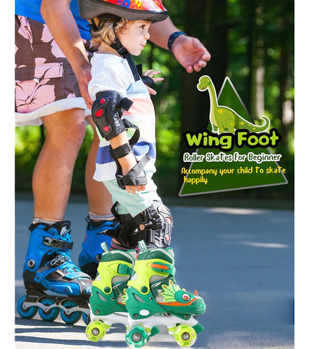 Patines Para Niños De Dinosaurios Ruedas Cuadruples Talla X