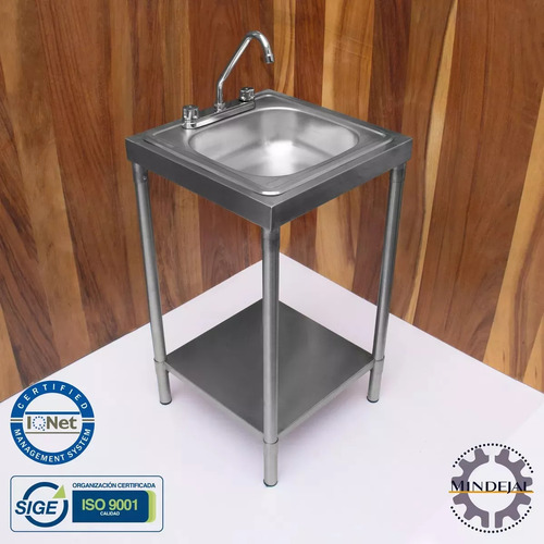 Charola Fregadero Una Tarja Y Maneral Inox Marca Mindejal S. Color Gris