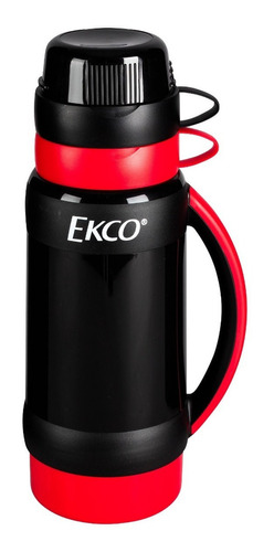 Termo De 1l. Ekco Polaris Ampolla De Vidrio Rojo Y Negro