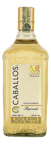 Tequila 3 Caballos Reposado Litro - Ml A $113