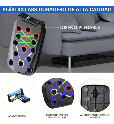 Tabla Lagartijas Portátil Inteligente Y Multifuncional Negro Tabla Soporte P Lagartijas Pecho Hombro Espalda Tríceps