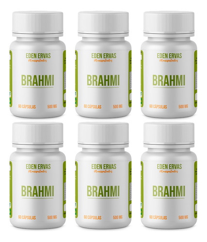 Brahmi (100% Natural) Em Cápsulas/500mg Kit 6 Potes- Bacopa