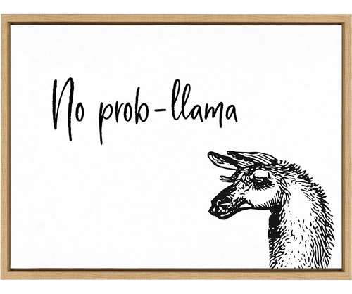 Kate Y Laurel Sylvie No Prob Llama Framed Canvas Wall Art Po