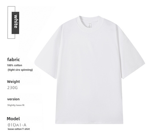 Polera Holgada De Algodón Peinado De 230 G Bordada Con Log