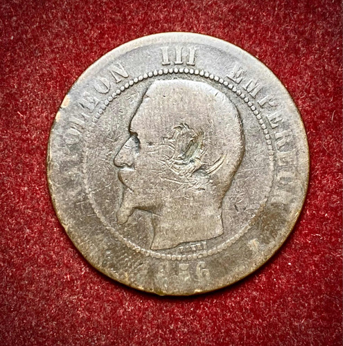 Moneda 10 Céntimos Francia 1856 Ma Marsella Km 771 Napoleón