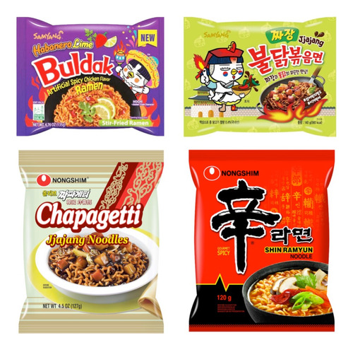 4 Paquetes Ramen Buldak Shin Chapagetti Habanero Jjajang