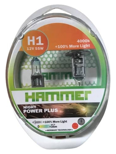 Bombillos H1 100% Más Luz Marca Hammer Night Power Plus