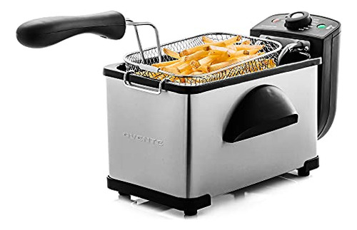 Freidora De Aceite De 2 Litros Temperatura Ajustable 1500w Plateado