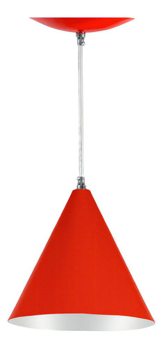 Pendente Luminária Cone P 18cm Diâmetro X 16cm Al. Cor Vermelho X Branco