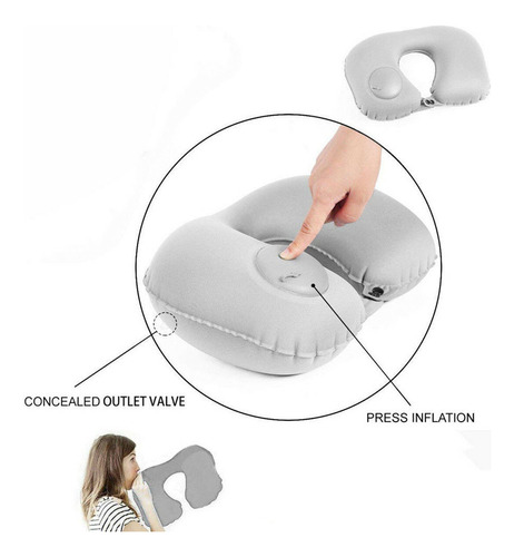 Funda De Almohada Con Botón Autoinflable En Forma De W, Almo