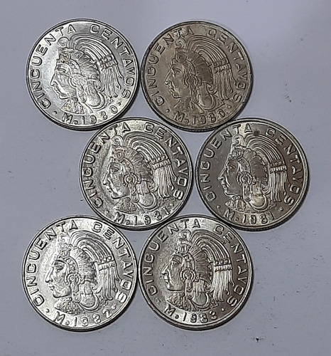 Colección De Monedas 50 Cent Cuauhtémoc 1964 A 1983, 23 Pza. (Usado)