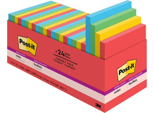 Notas Adhesivas Post-it, 3x3 In, 24 Blocs, 2 Packs