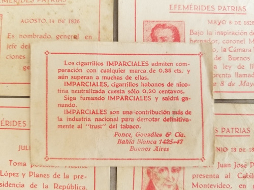 Imagen 5 de 6 de Figuritas Cigarrillos Imparciales Efemérides Patrias. 55270