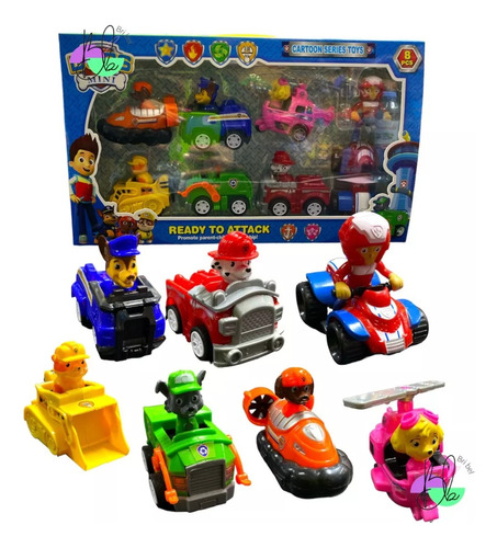 Pawpatrol Patrulla Canina Set X7 Vehículos Friccion Muñecos