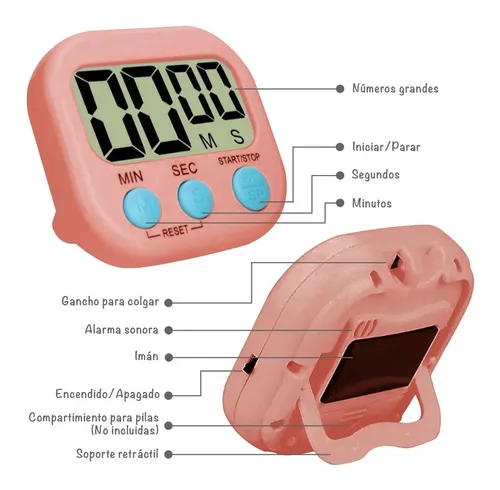 Temporizador De Cocina Cronometro Timer Con Iman Y Alarma.