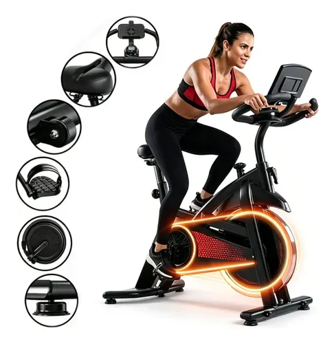 Bicicleta Ergométrica Spinning Profissional 2m Inércia 13kg Vermelho
