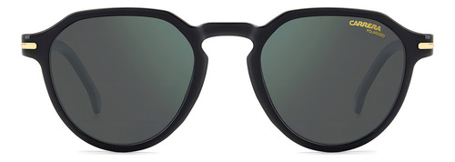 Anteojos De Sol Polarizados Carrera Carrera 314/s 20637080750q3 Chico, Diseño Mirror Con Marco Color Negro, Lente Verde De Poliamida Espejada, Varilla Negra