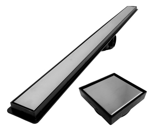 Kit Ralos De Banheiro Invisível 15x15 E 5x90 Inox 2em1 Preto