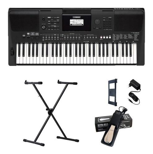 Teclado Musical Yamaha Psr E463 + Fonte + Suporte + Pedal