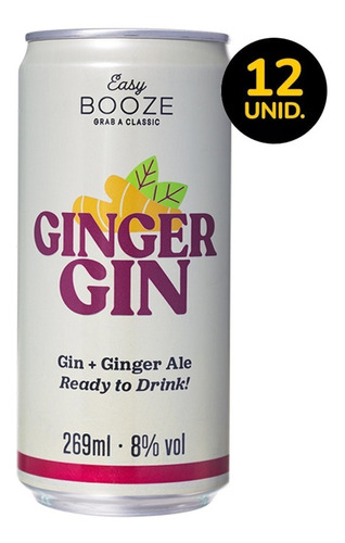 Easy Booze Lata Gin+ginger 269ml (12 Unidades)