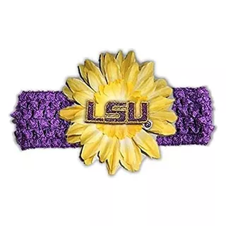 Diadema De Crochet Flor De Lsu Tigers Niñas, Talla Ún...