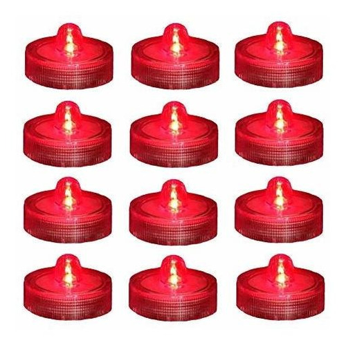 Velas Led Sumergibles Sin Llama, Pack 12, Rojas.