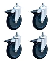 Comprar Kit 4 Rodizios Giratório 3''cu002F Parafuso E Freio 180kg Colson Rodas Preto