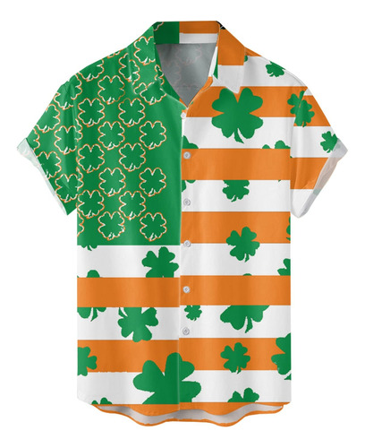 Camisa Dia San Patricio Para Hombre Estampado Trebol Irland