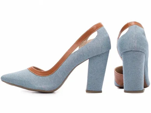 Scarpin jeans cheap salto grosso