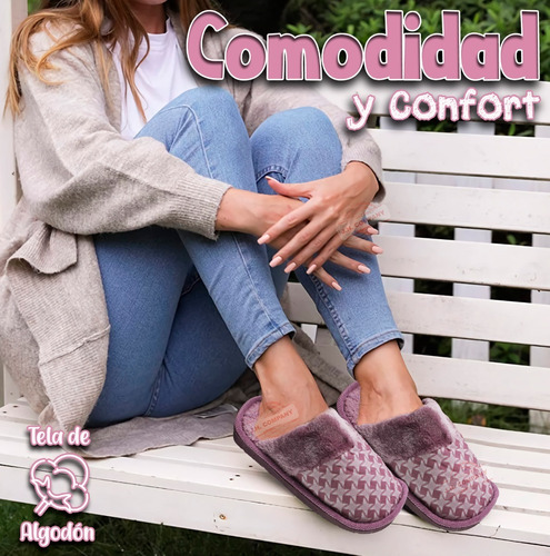 Imagen 5 de 9 de Pantuflas Sandalia Unisex Peluche Suave Comodas Felpa Mixta