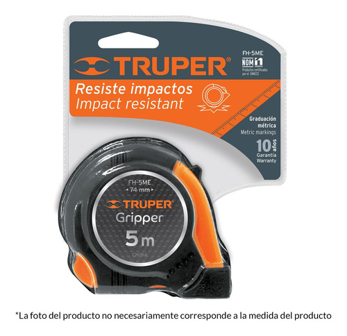 Flexómetro Contra Impacto 3 M 1/2' Graduación Truper 15387