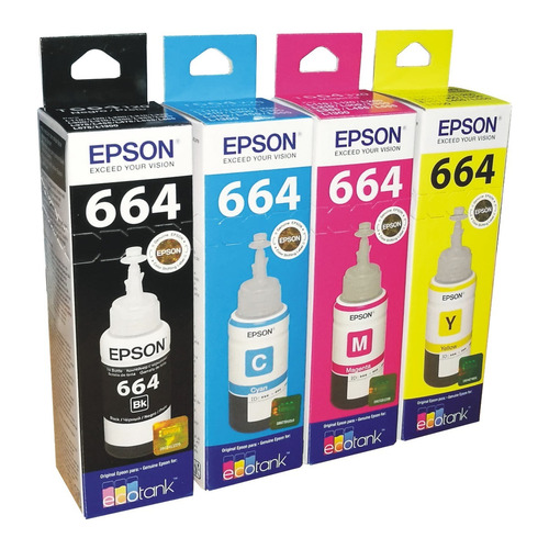 Tinta Epson 664 Original L200 L210 L355 L555 L395 4 Colores