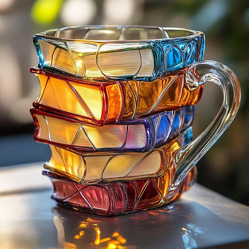 Taza De Libro Pintada, Novedosa Taza De Café Con Libros Pint