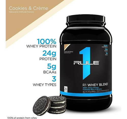 Rule One Proteina 100% Whey Con Eaa Y Bcaa 27 Servs Sabor Cookies & Crème