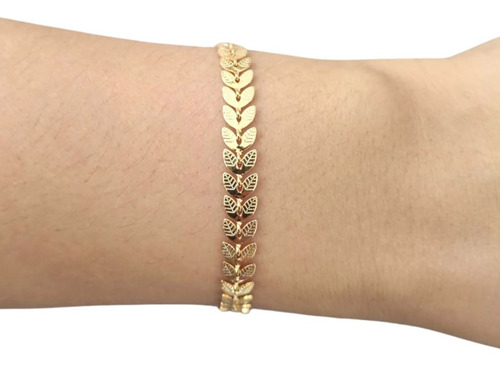 Kit Conjunto Choker Pulseira Escama De Peixe Folheado A Ouro Cor Dourado