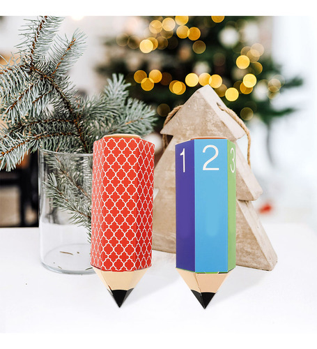10 Cajas De Regalo De Papel Con Forma De Lápiz De Dibujos An
