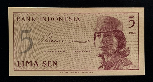 Indonesia 5 Sen 1964 Sin Circular Pick 91a