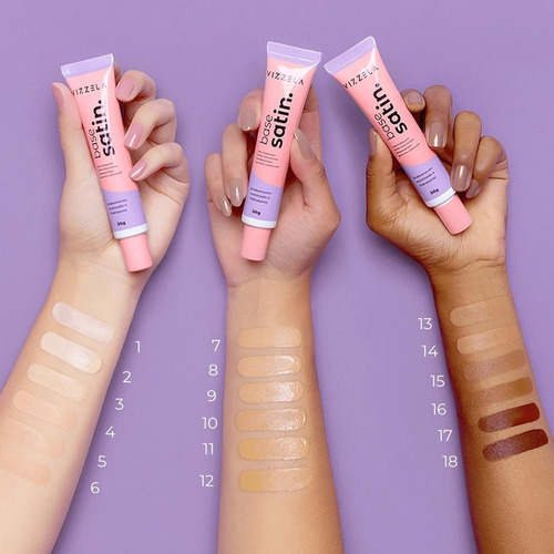 Base de maquiagem Vizzela Vegana Satin tom cor 16 - 30mL 30g